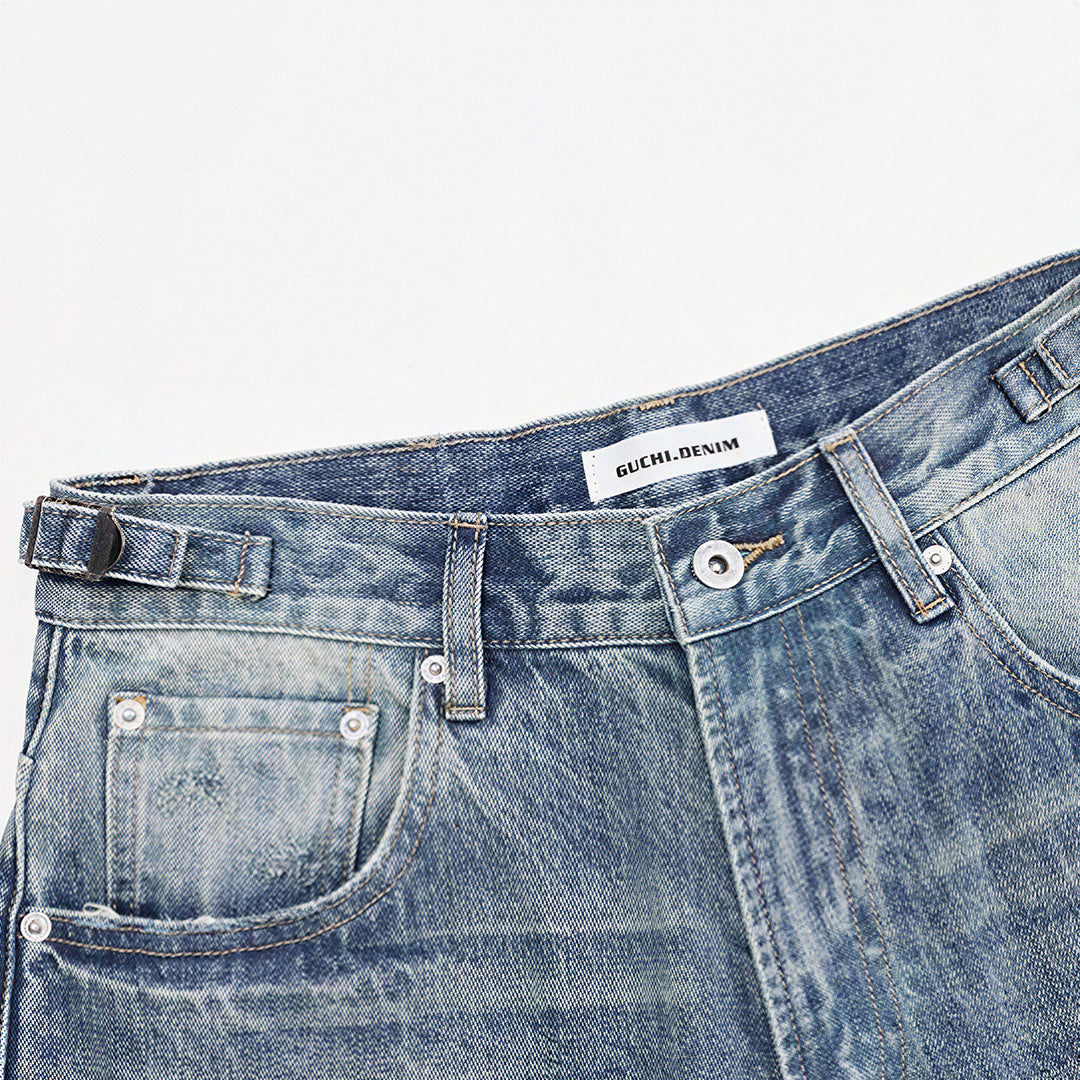 Men's Summer Vintage Washed Distressed Wide-Leg Denim Shorts