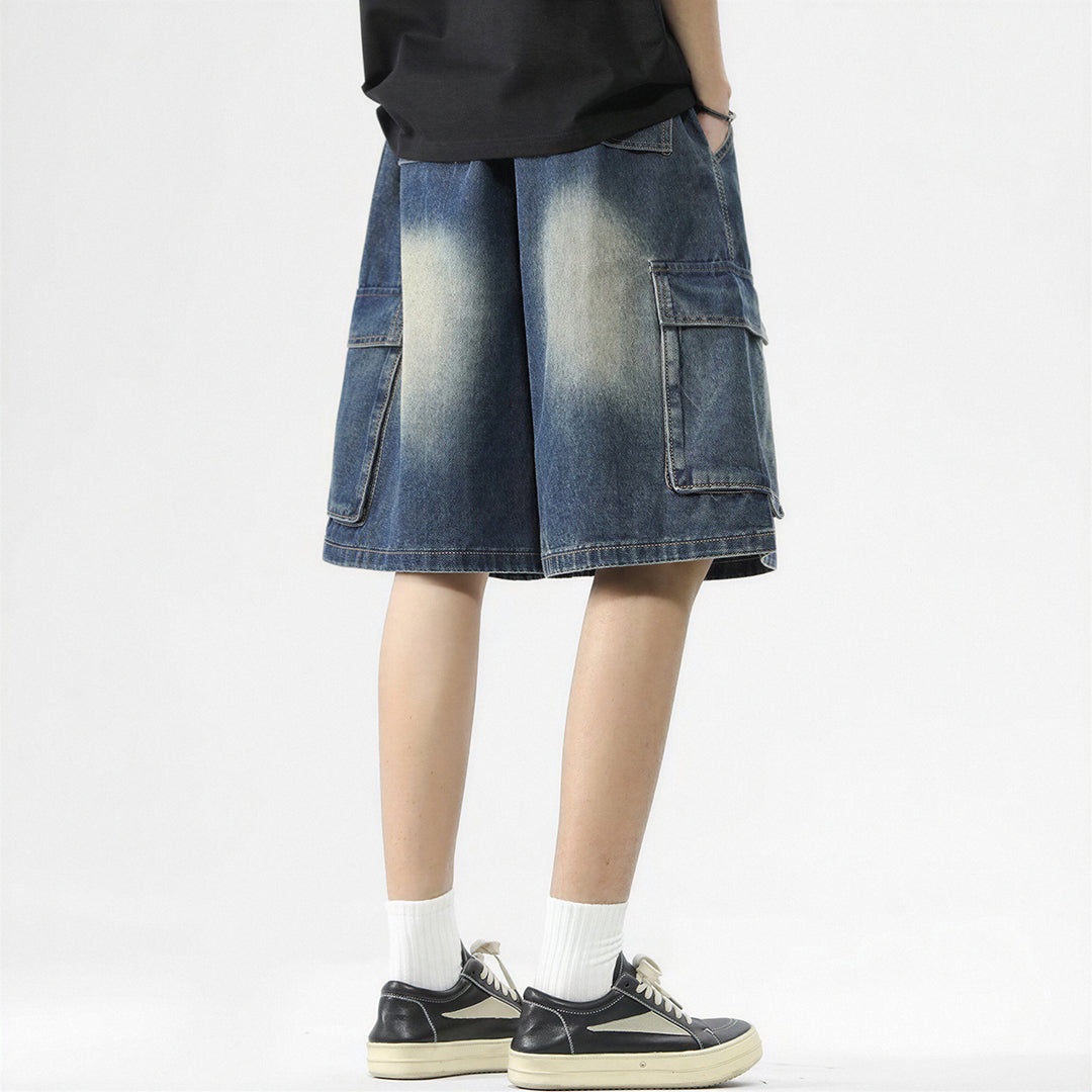 Men's Summer Light Wash Carpenter Baggy Denim Shorts