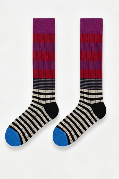 Women's Fall Vintage Colorblock Striped Knee-High Socks