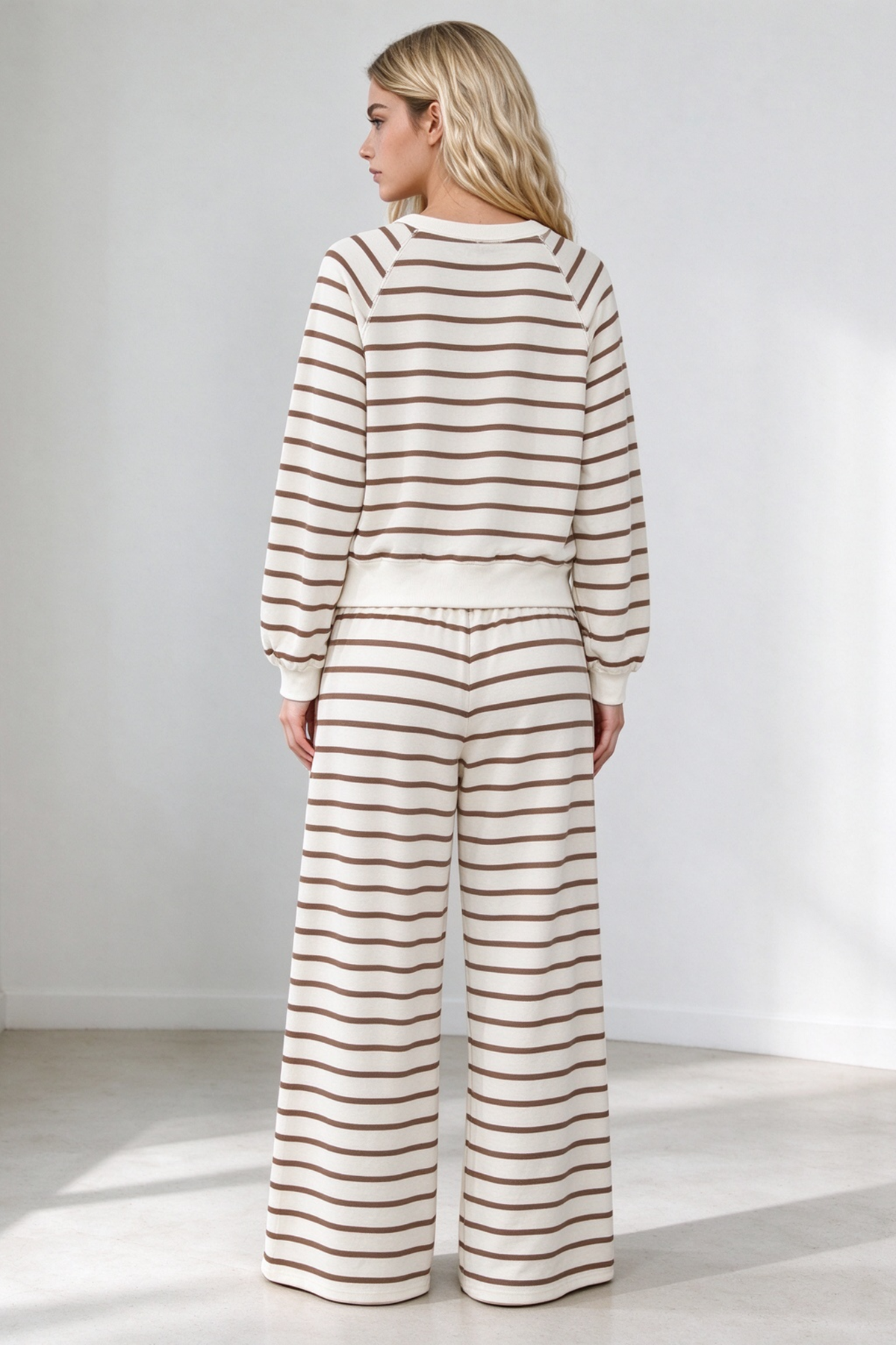 Women's Fall Striped Colorblock Drawstring 2 Piece Set