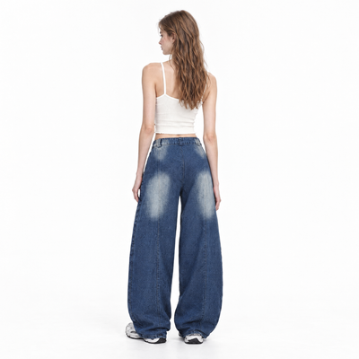 Women's Vintage Washed High Waist Wide Leg Jeans