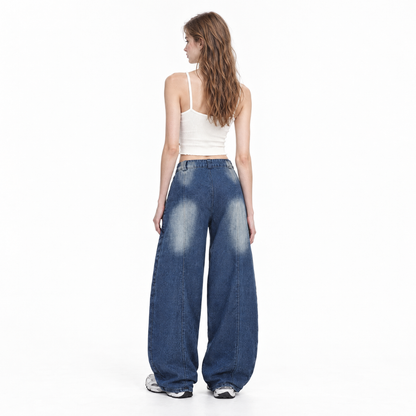 Women's Vintage Washed High Waist Wide Leg Jeans