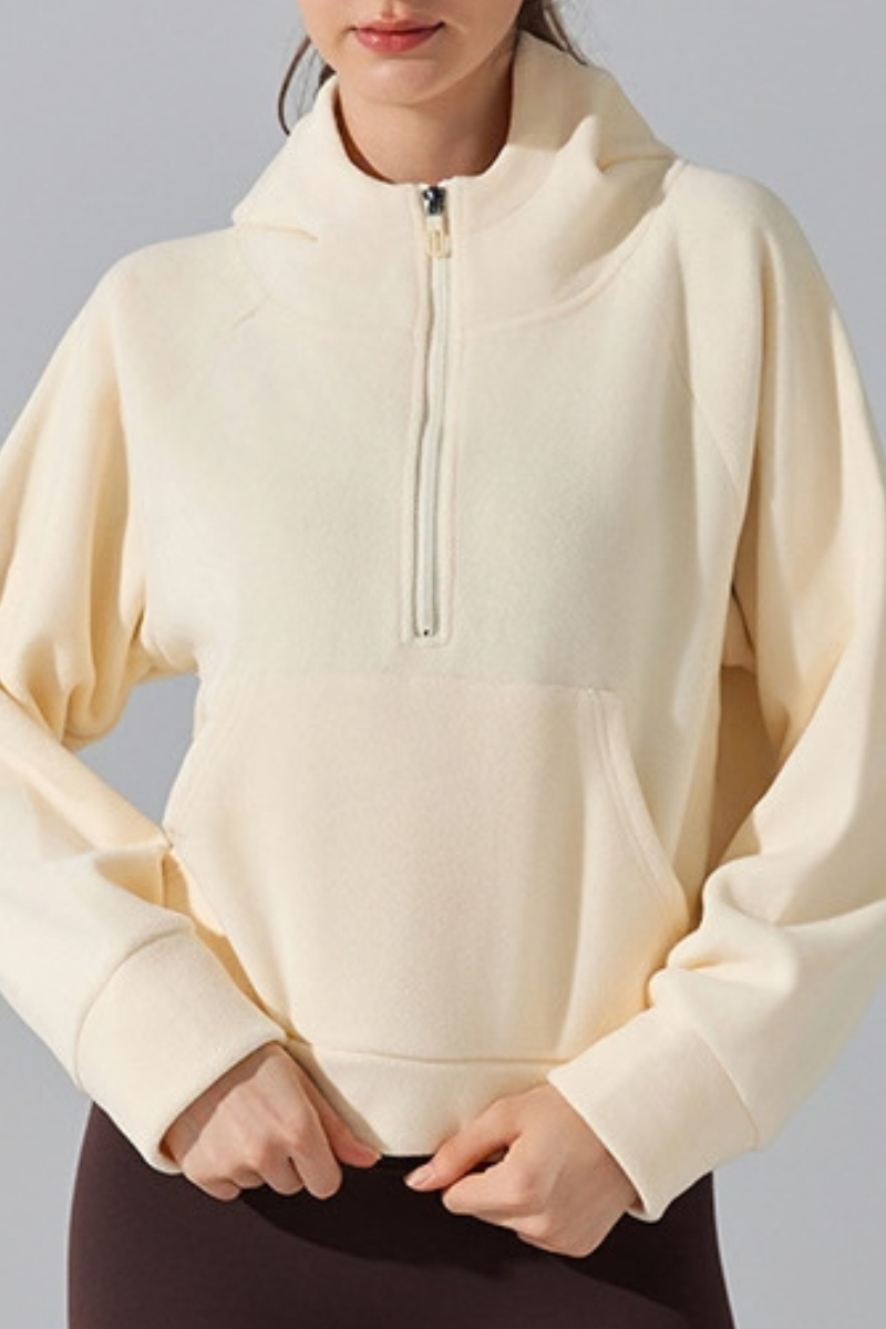 Women Fall Clothing Warm Cozy Oat Fleece Half-Zip Hoodie