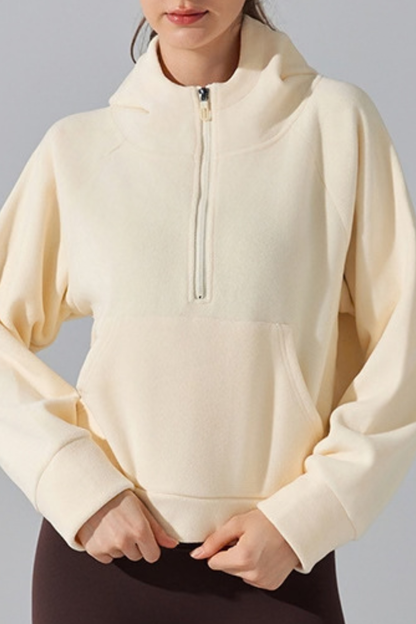 Women Fall Clothing Warm Cozy Oat Fleece Half-Zip Hoodie