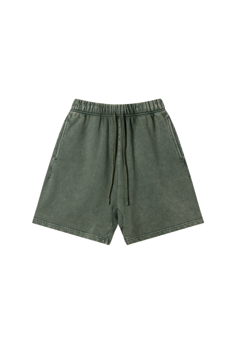 Unisex Spring Summer 360g Cotton Washed Drawstring Shorts