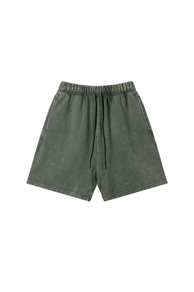 Unisex Spring Summer 360g Cotton Washed Drawstring Shorts