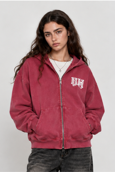 Women Fall Clothing Vintage Rhinestone Zip Up Hoodie