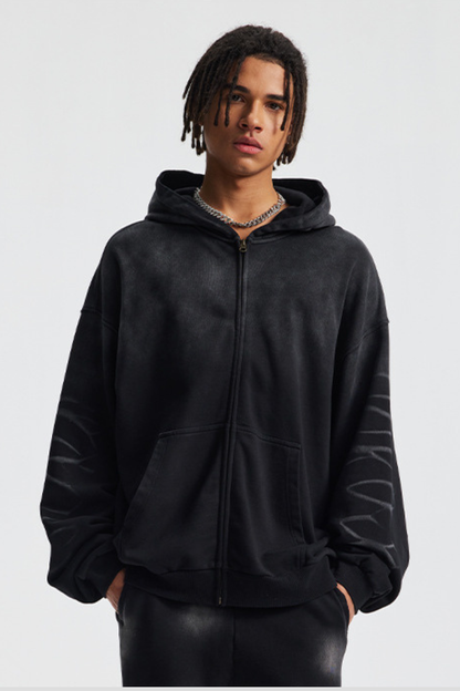 Men's Cotton Streetwear Gradient Hooded Jacket