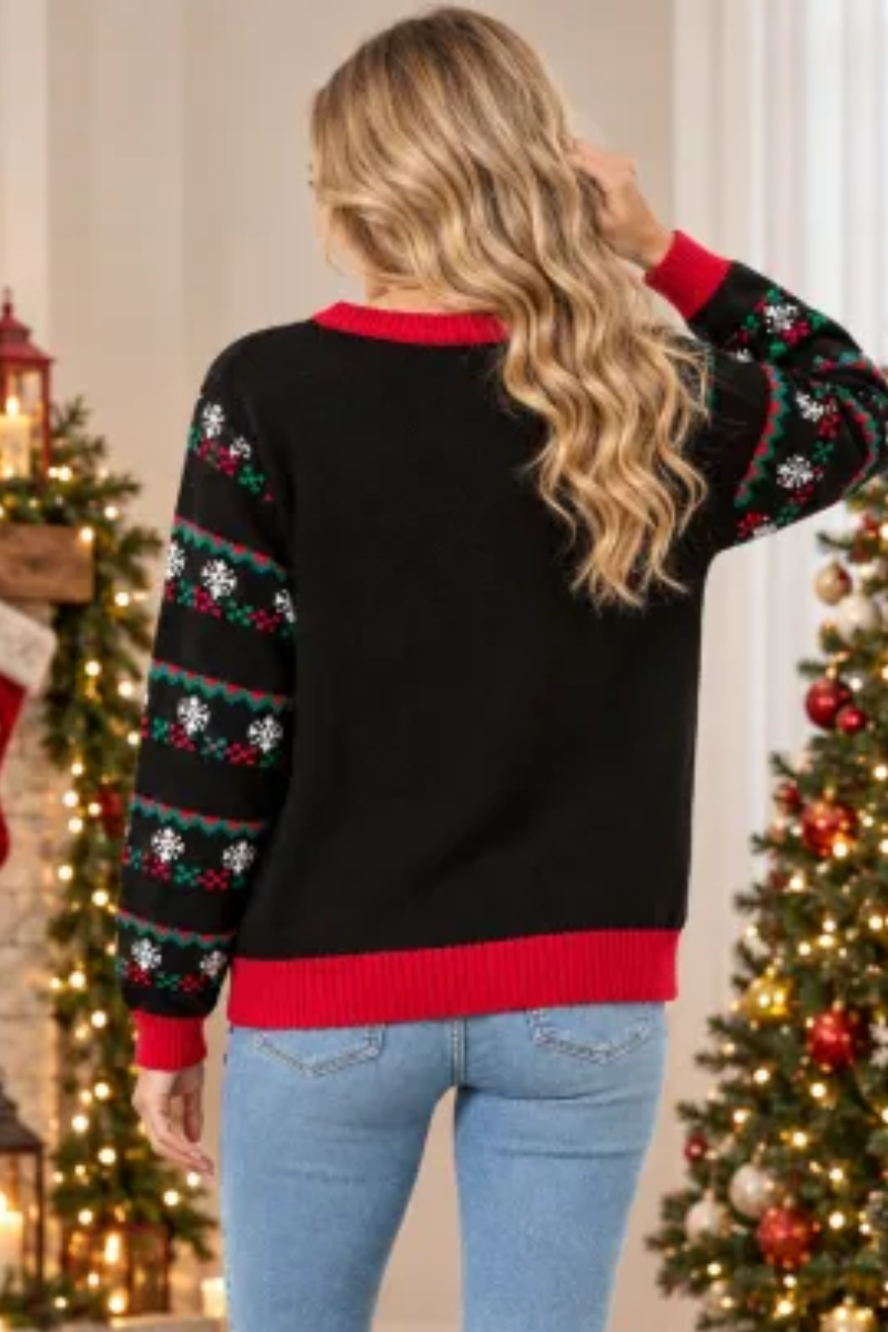 Women Fall Clothing Soft Christmas Tree Santa Knit Sweater