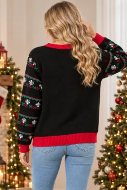 Women Fall Clothing Soft Christmas Tree Santa Knit Sweater