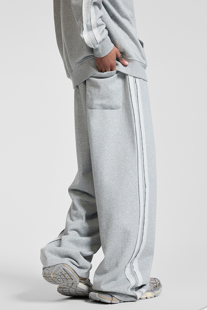 Men's Fall 450g Knit Raw Edge Washed Straight Pants