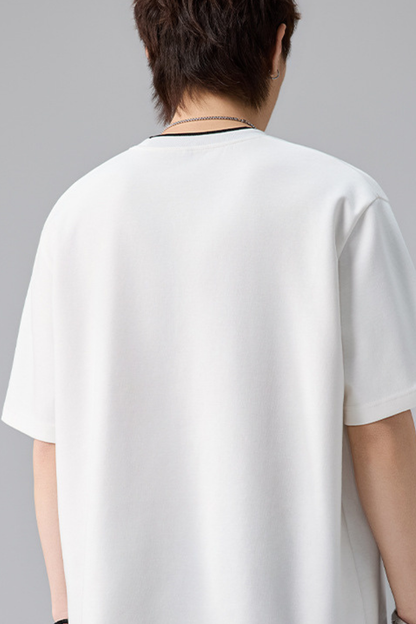 Men's Summer Loose Crewneck Drop Shoulder Side Webbing Tee