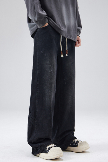 Men's Summer Tencel Draped Wide Leg Denim Pants