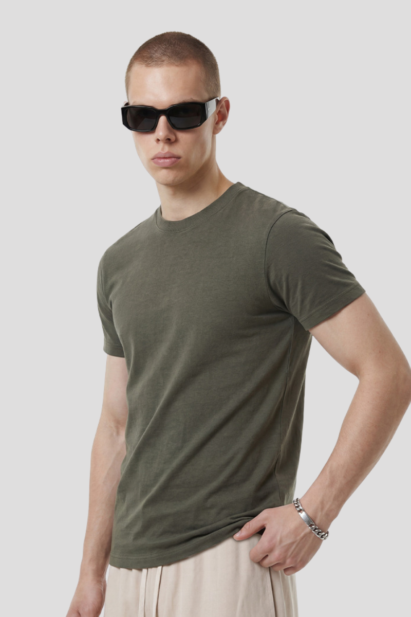 Men's Summer 210g Ribbed Set-in Cooling Quick Dry Slim Tee