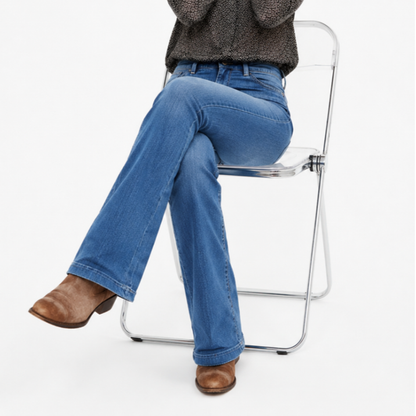 Women's High Waist Flare Jeans with Western Pocket Detail