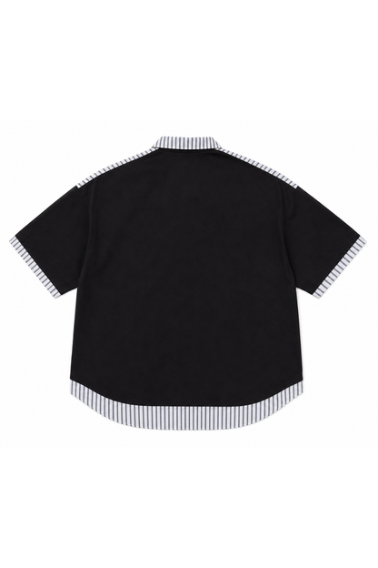 Men's Summer Layered Stripe-Spliced Short-Sleeve T-Shirt