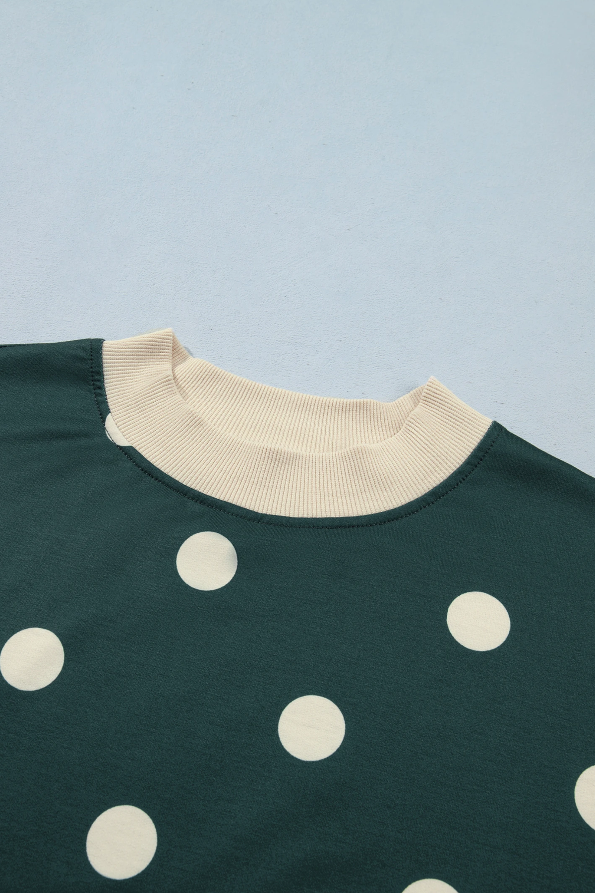 Women Spring Polka Dot Mock Neck Curved Hem Skirt Set