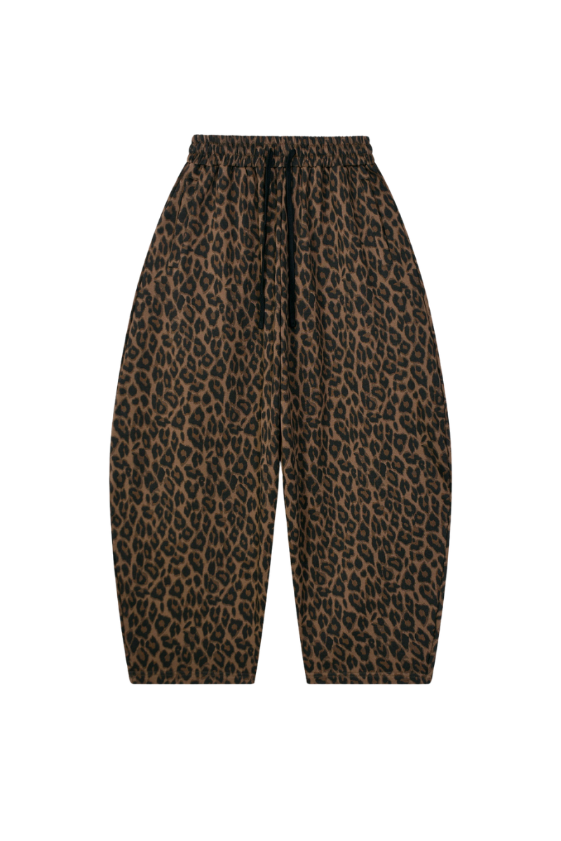 Men's Fall Winter Vintage Leopard Curved-Leg Sweatpants