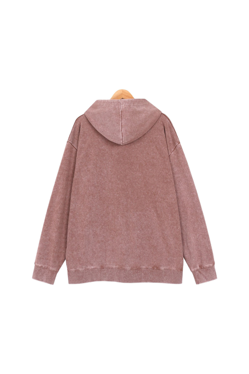 Men Fall Washed Vintage Oversized Zip Up Hoodie
