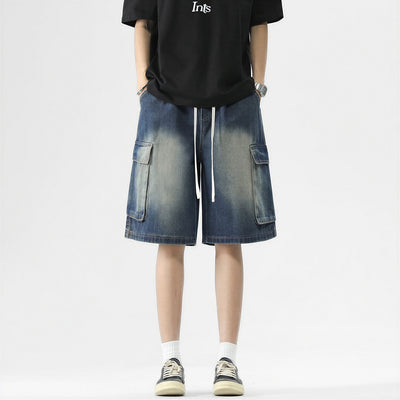 Men's Summer Light Wash Carpenter Baggy Denim Shorts