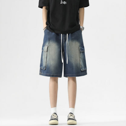 Men's Summer Light Wash Carpenter Baggy Denim Shorts