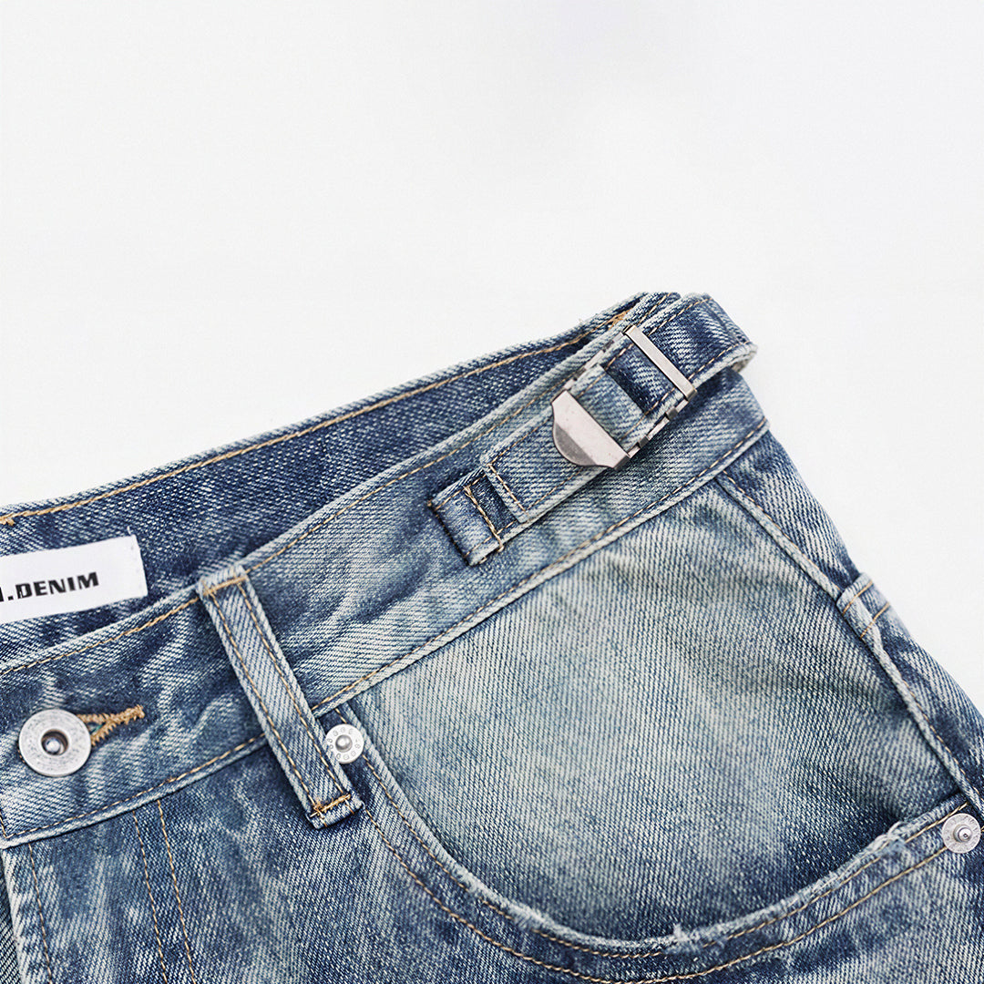 Men's Summer Vintage Washed Distressed Wide-Leg Denim Shorts