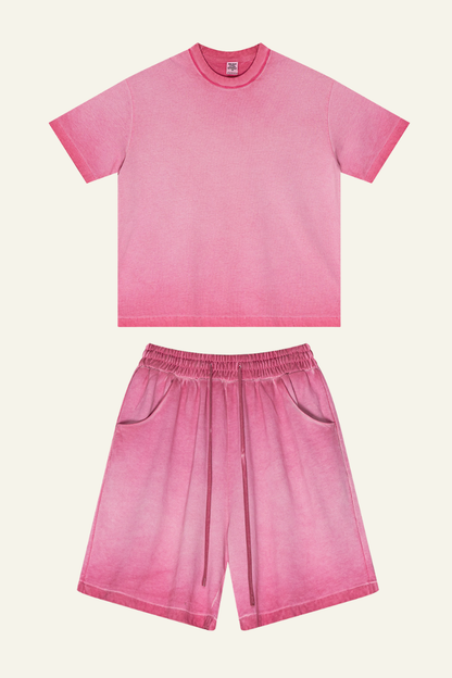 Women's Vintage Washed Cotton Set:T-shirt And Shorts