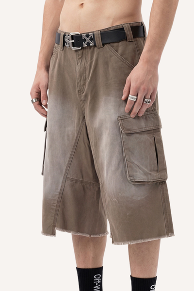 Men's Summer Street Multi-Pocket Distressed Cargo 7/8 Shorts