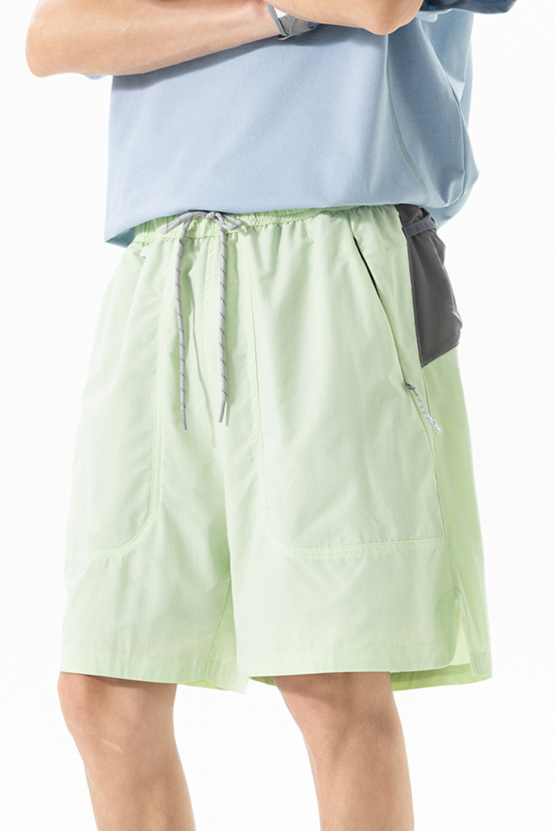 Men's Summer Loose Straight Colorblock Waterproof 5" Shorts