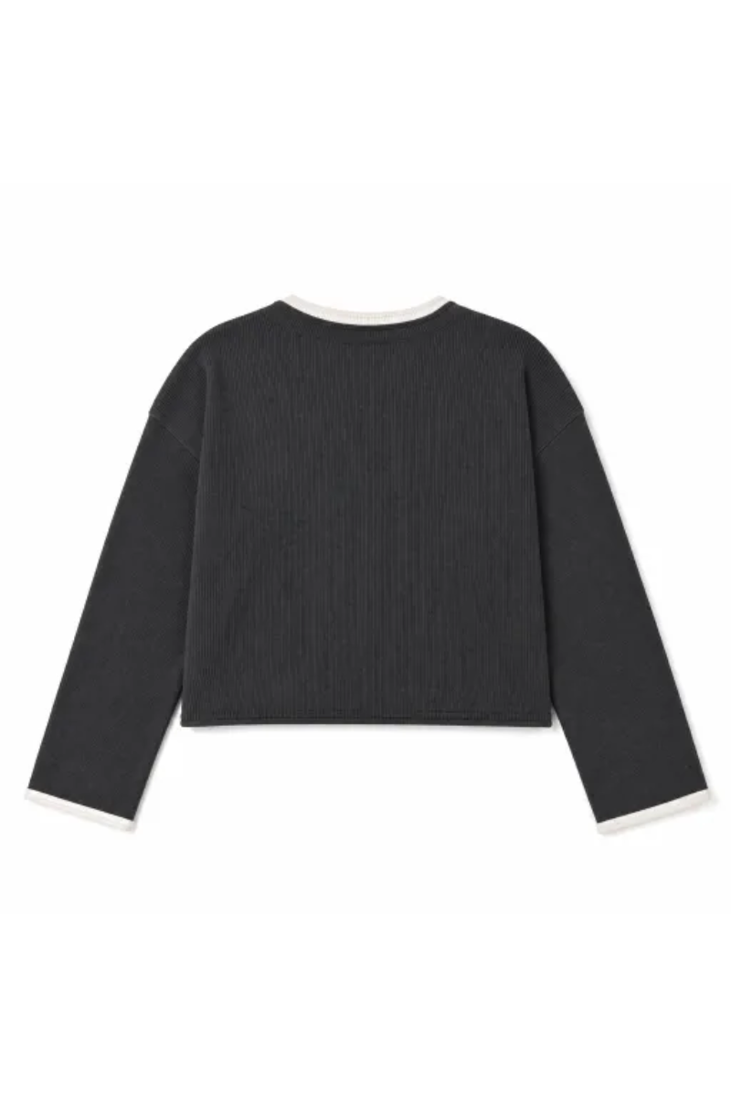 Women Spring Faux Layered Cropped Flare Sleeve Knit Sweater