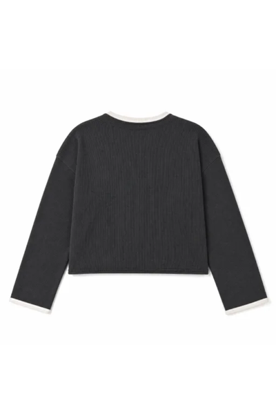Women Spring Faux Layered Cropped Flare Sleeve Knit Sweater