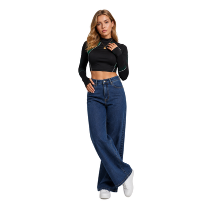 Women's High Waist Heavyweight Wide Leg Jeans