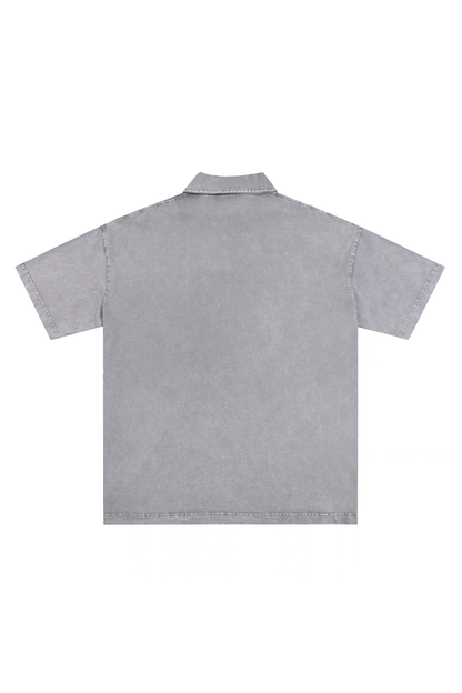 Men Summer 320G Snow Washed Cotton Short Sleeve Polo Shirt