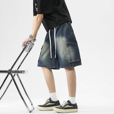 Men's Summer Light Wash Carpenter Baggy Denim Shorts