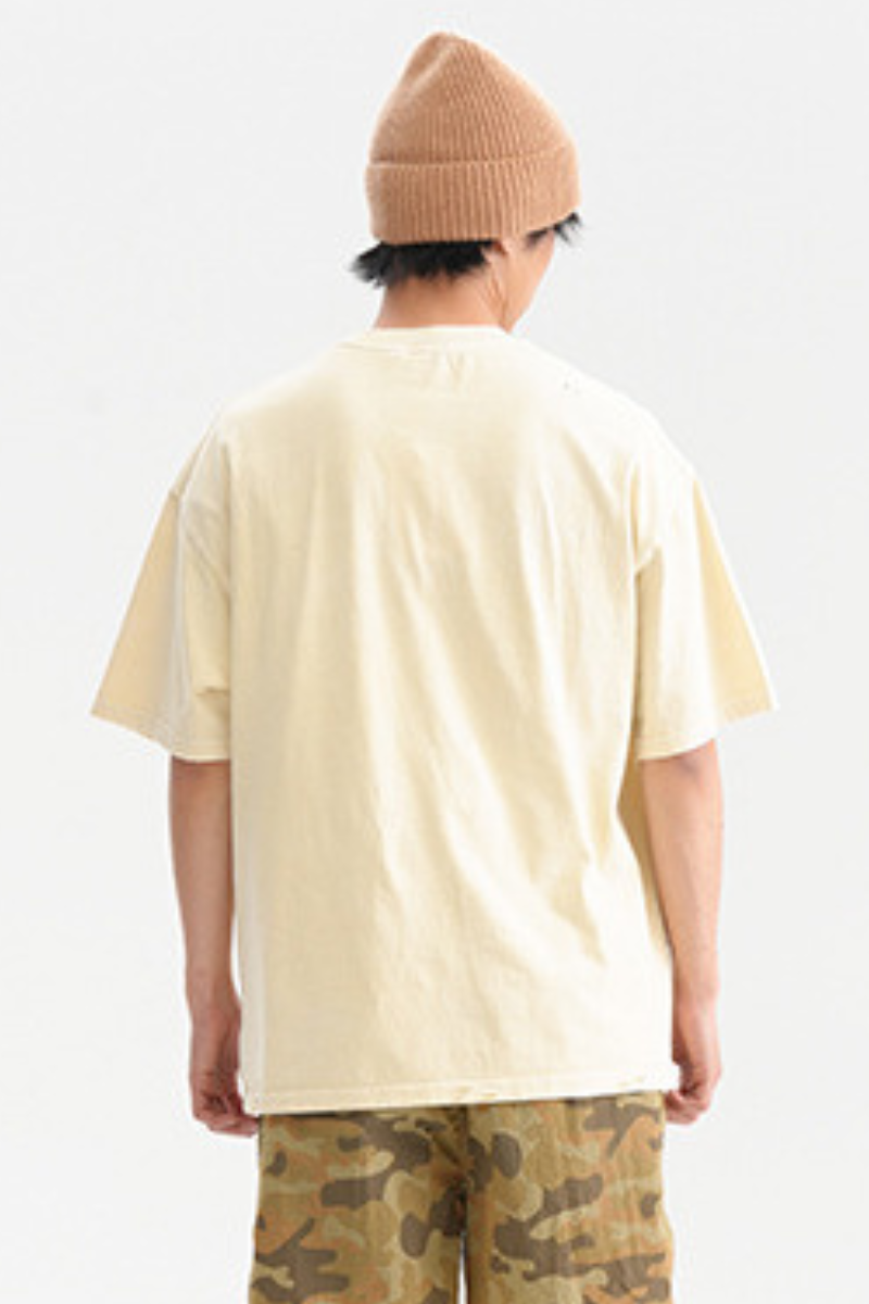 Men's Cotton Washed Distressed Hole Crewneck Tee