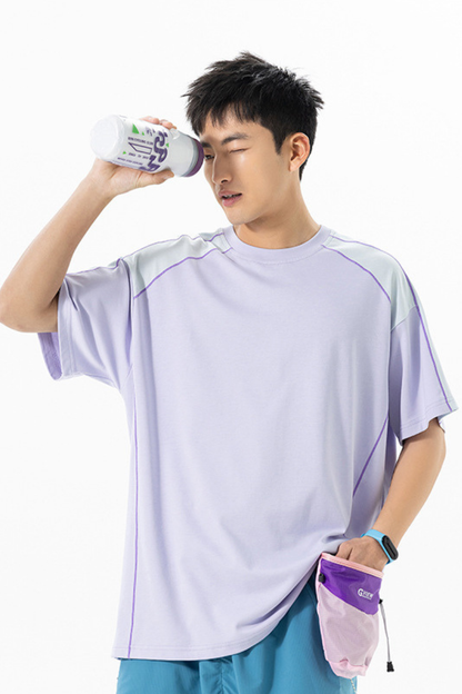 Men's Summer Street Quick Dry Colorblock Loose Cooling Tee