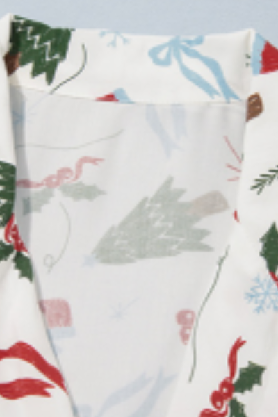 Women's Christmas Collared Bow Tie Two Piece Set