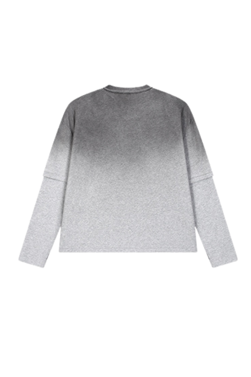 Women Fall Gradient Distressed Layered Long Sleeve Top