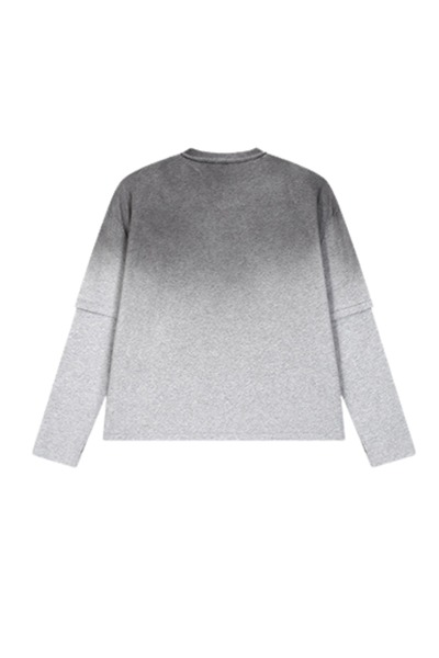Men Fall Gradient Distressed Layered Long Sleeve Top
