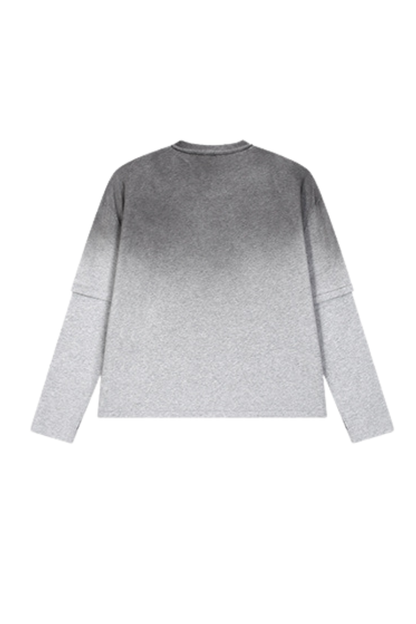 Women Fall Gradient Distressed Layered Long Sleeve Top