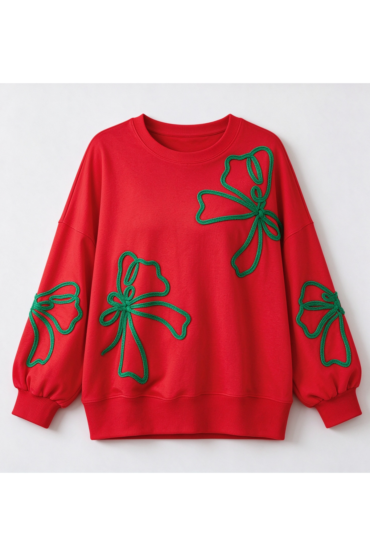 Women's Fall Christmas Bow Graphic Long Sleeve Sweatshirt