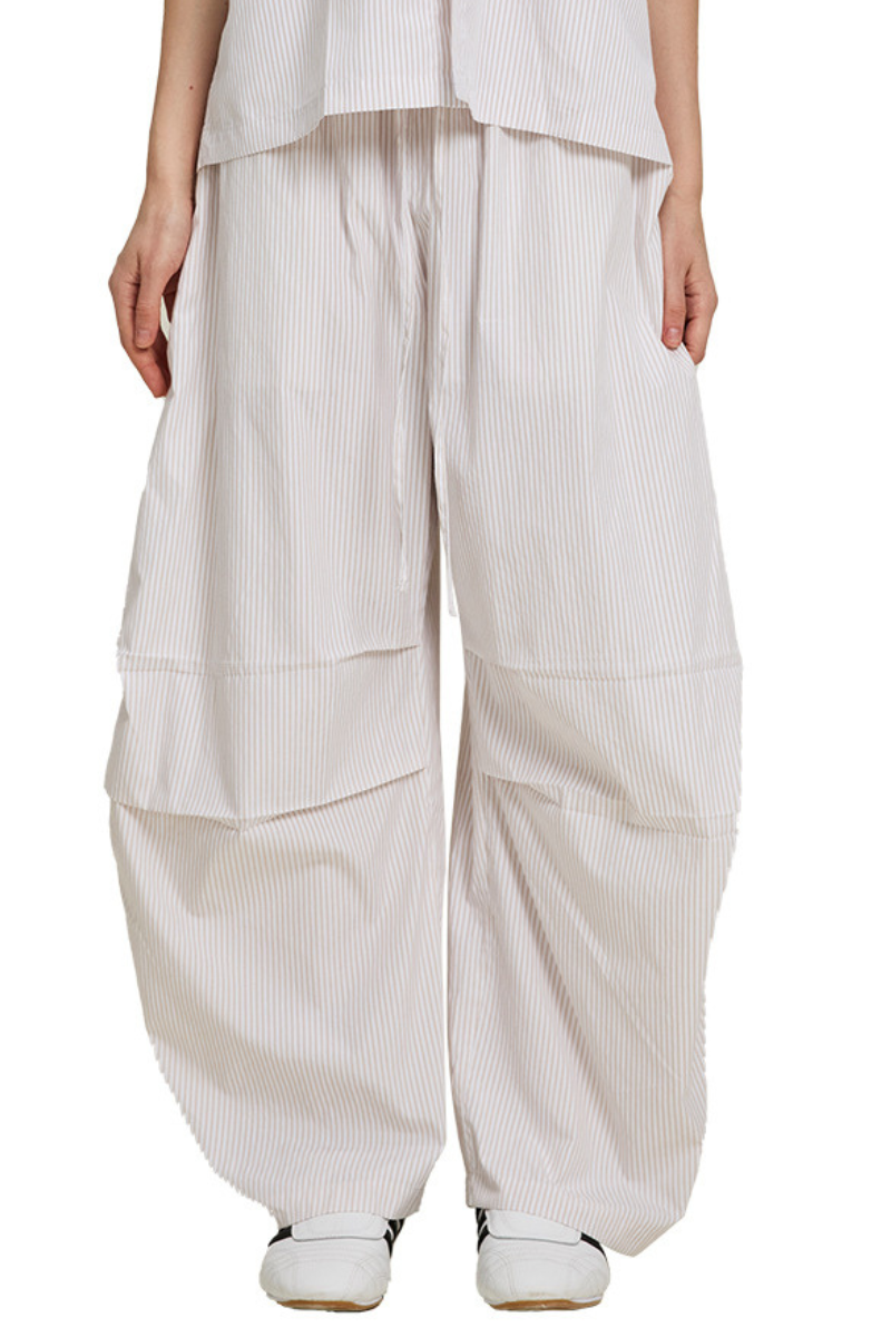 Men's Summer Stripe Loose Curved Drawstring Pants
