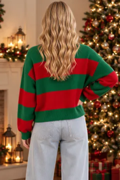 Women's Christmas Letter Print Crew Neck Knit Sweater