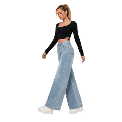 Women's Light Wash Baggy High Waist Wide Leg Jeans