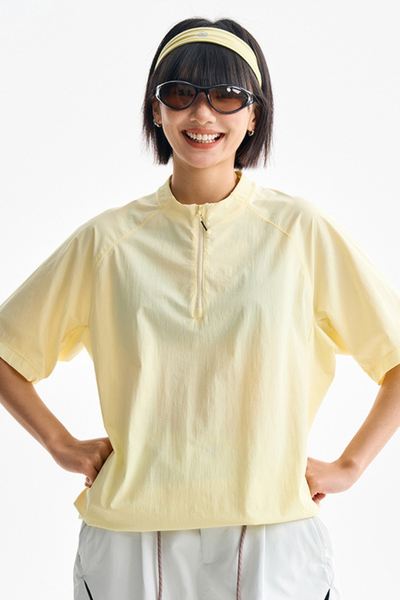 Unisex Half Zip Loose Wicking Cooling Quick Dry Tee