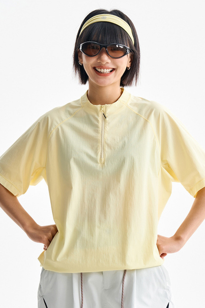 Unisex Half Zip Loose Wicking Cooling Quick Dry Tee