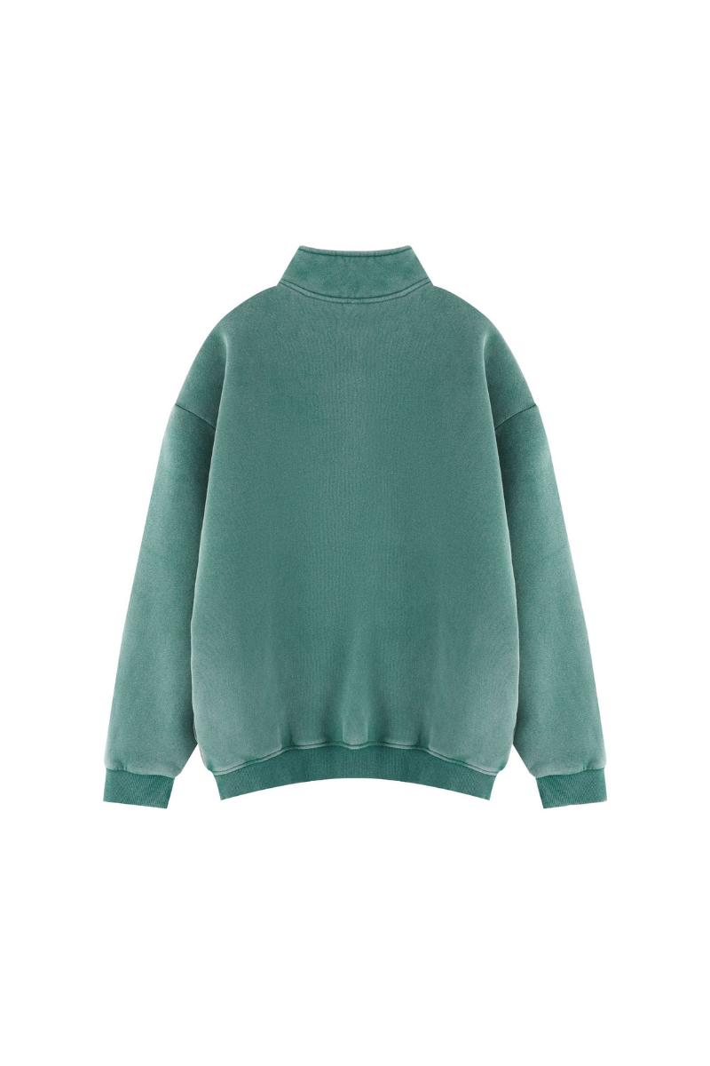 Women Fall Clothing Warm Fleece Vintage Half Zip Sweatshirt