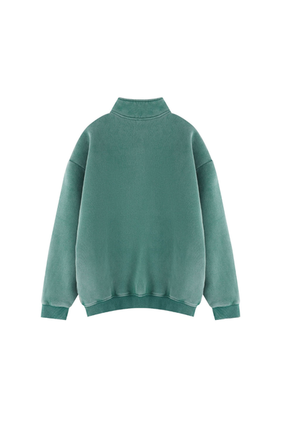 Women Fall Clothing Warm Fleece Vintage Half Zip Sweatshirt