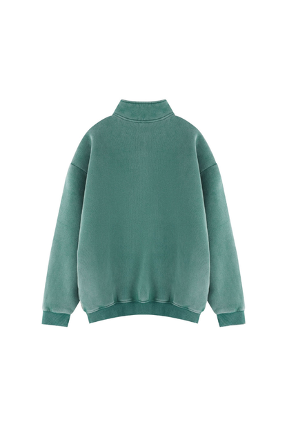 Women Fall Clothing Warm Fleece Vintage Half Zip Sweatshirt