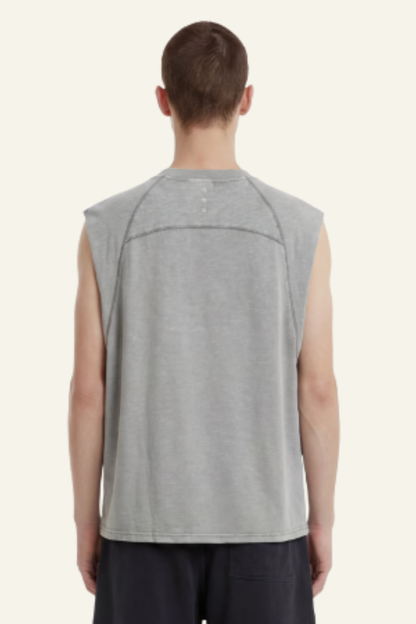 Men's Cotton Washed Retro Round-necked Tank Top